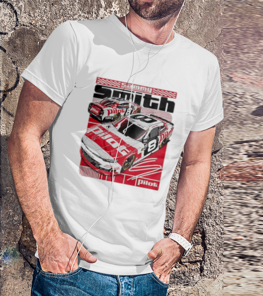 Sammy Smith #8 Pilot Racing Car JR Motorsports Red And White T-Shirt