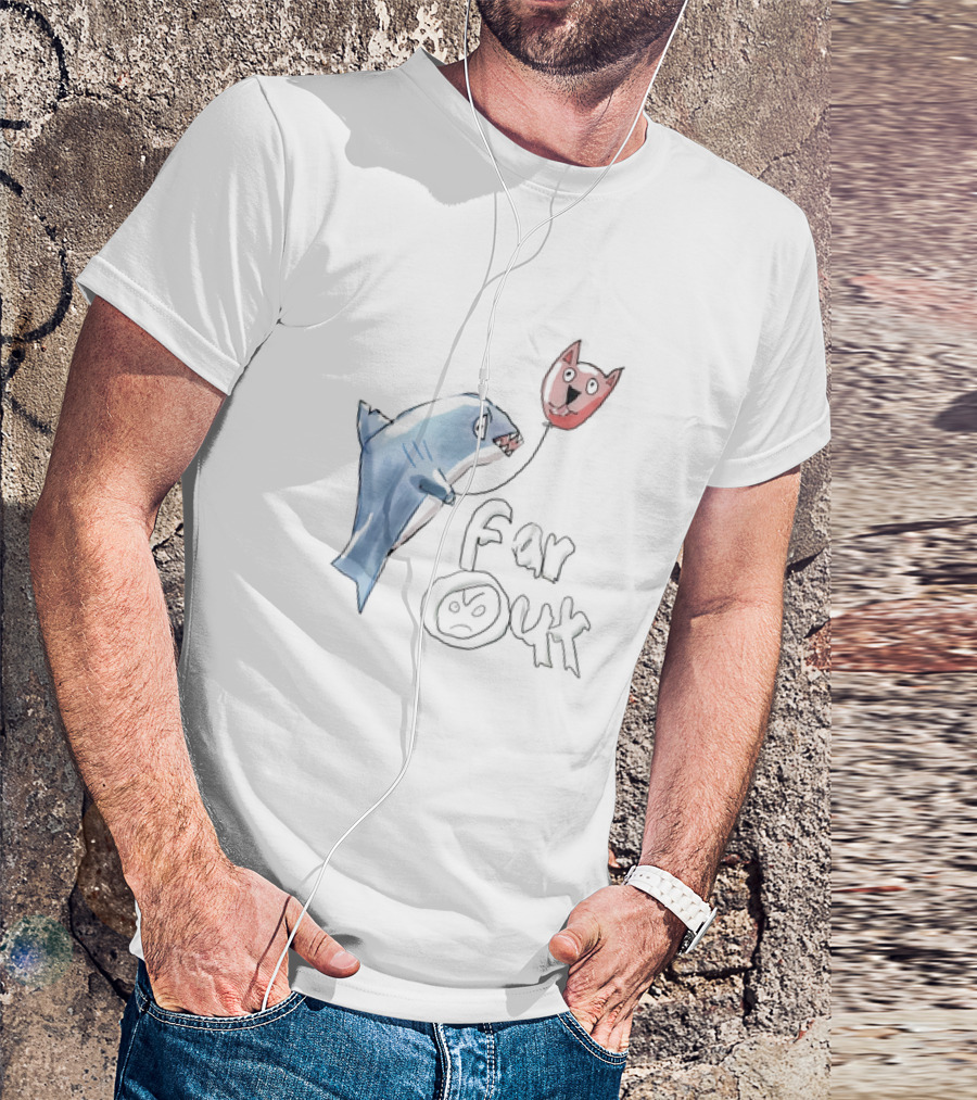 Shark With Cat Balloon Far Out T-Shirt
