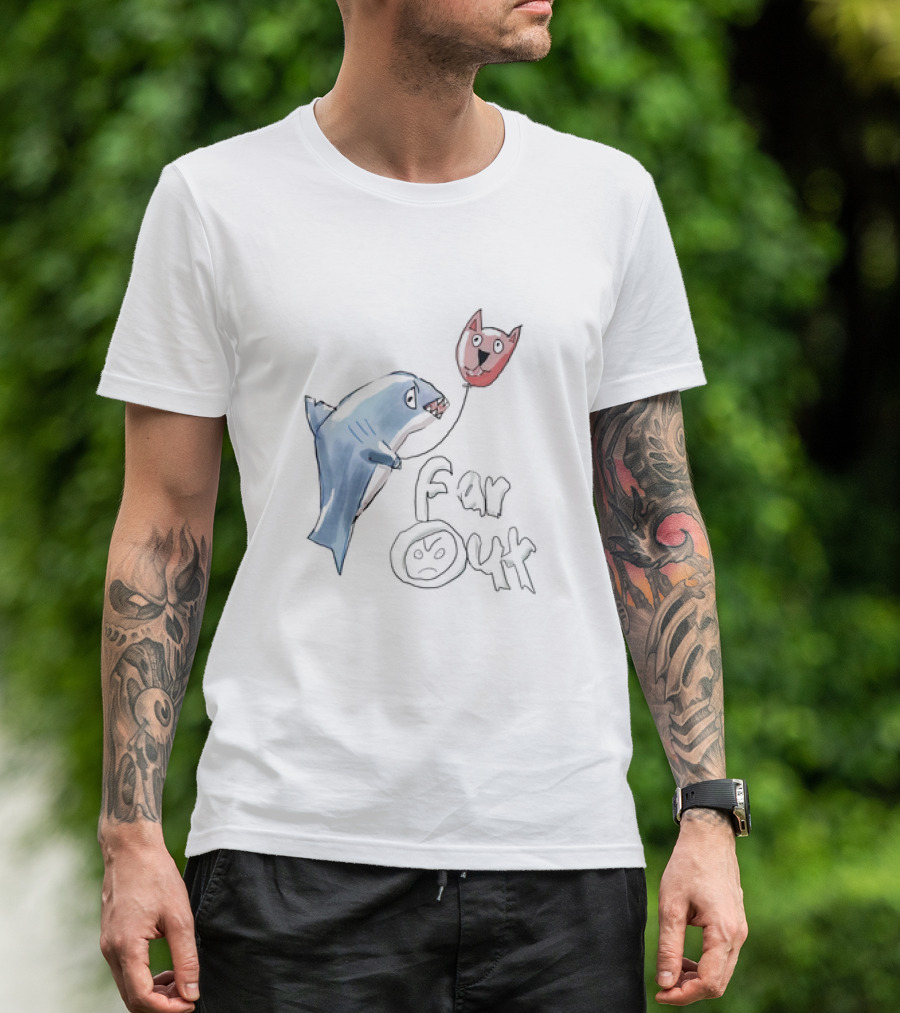 Shark With Cat Balloon Far Out T-Shirt