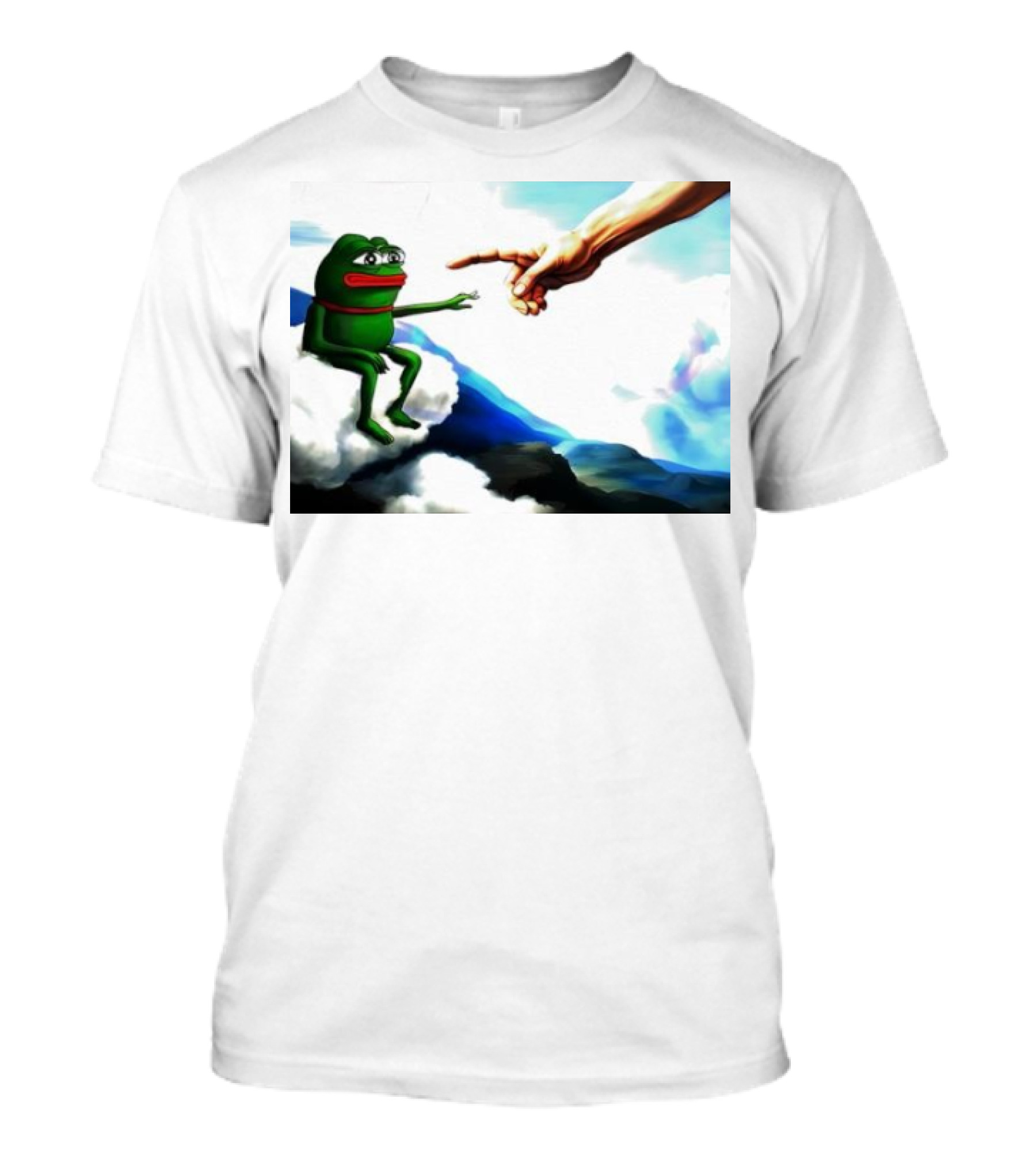 Pepe Token Iconic Creation Of Adam Meme Parody Cloud Scene T-Shirt