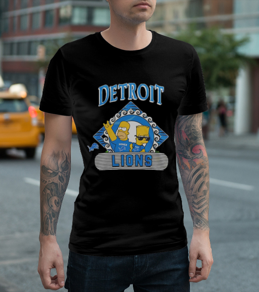 Homer Simpson Bart Simpson Detroit Lions NFL Funday Football T-Shirt