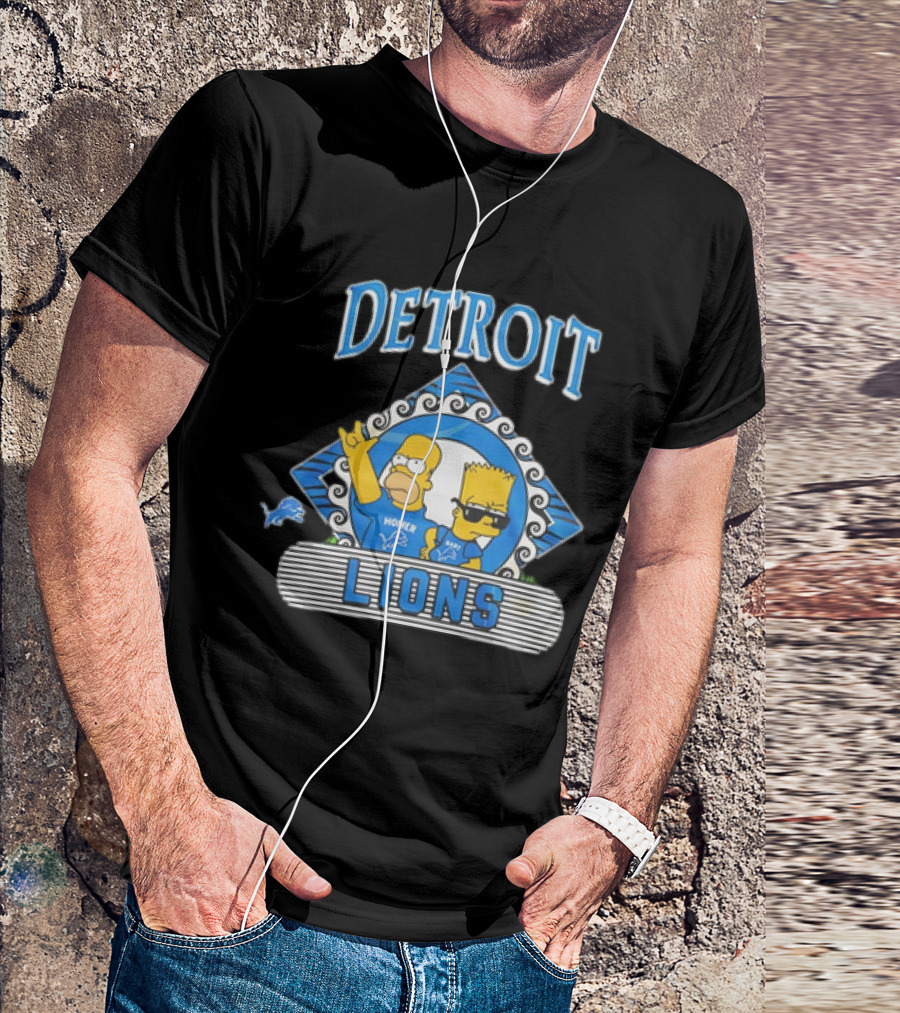 Homer Simpson Bart Simpson Detroit Lions NFL Funday Football T-Shirt