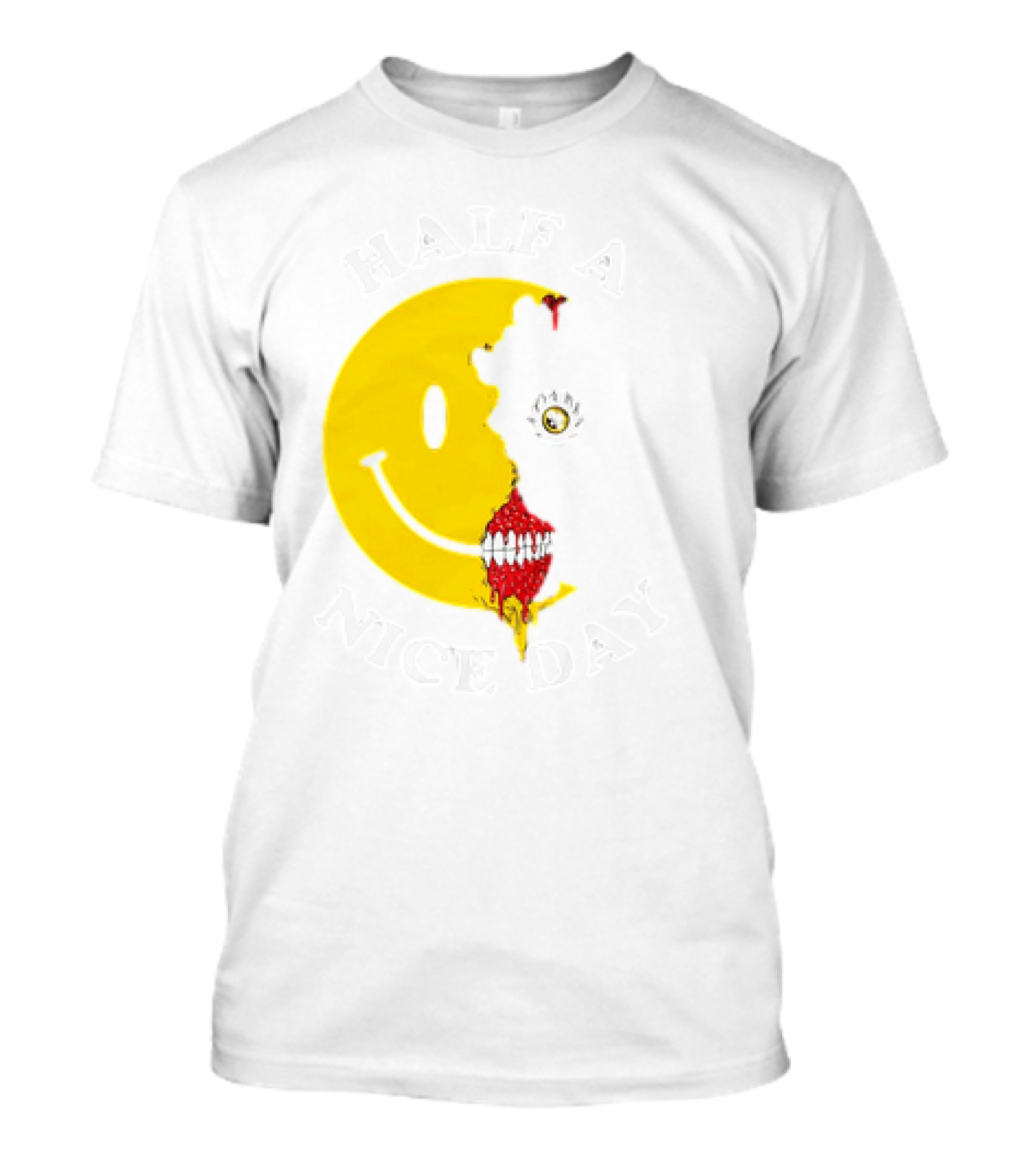 HALF A NICE DAY HORROR SMILEY FACE GRIN AND YELLOW CREEPY HALLOWEEN T-Shirt