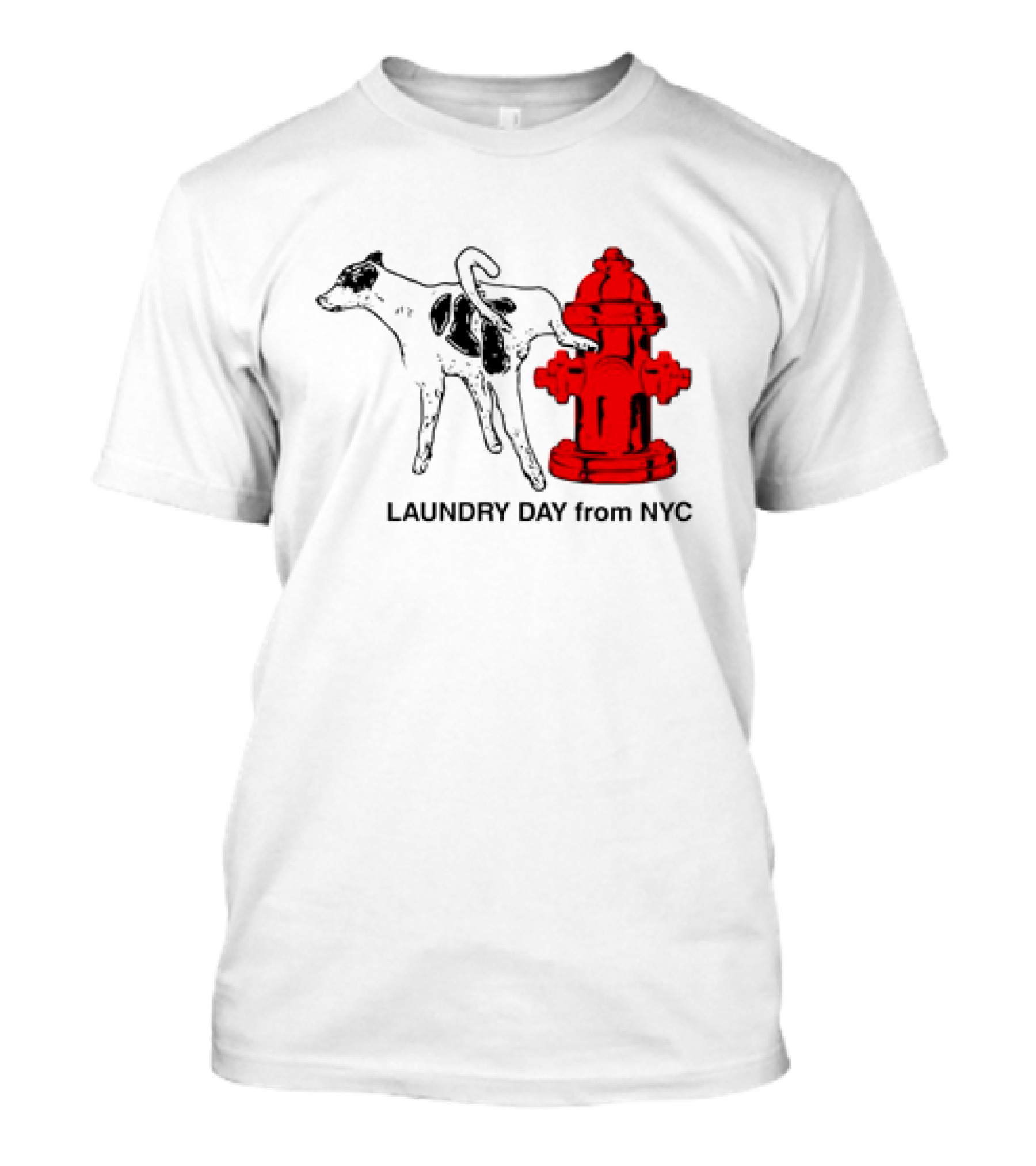 NYC Humorous Dog And Fire Hydrant Laundry Day Scene T-Shirt