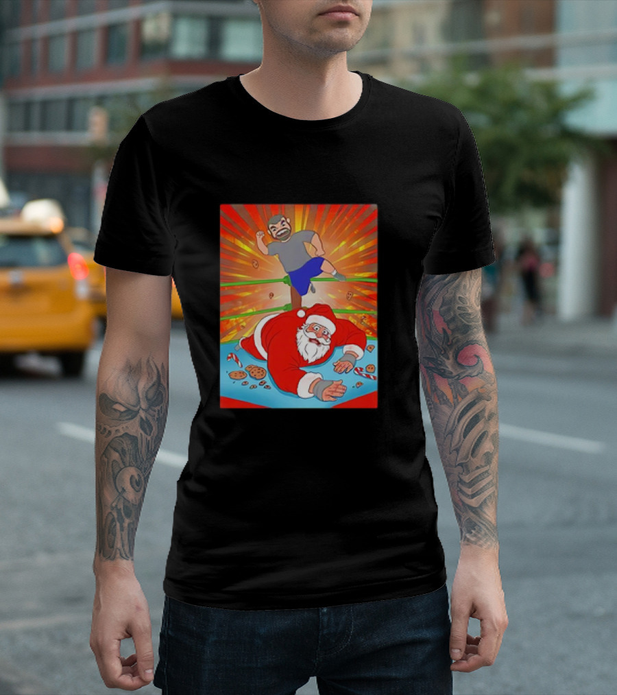Christmas Of Carnage Santa Wrestling Chaos Cookies T-Shirt
