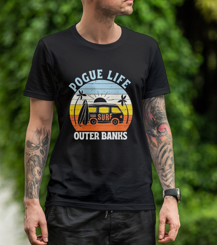 Pogue Life Outer Banks Surf Van Sunset Vintage T-Shirt