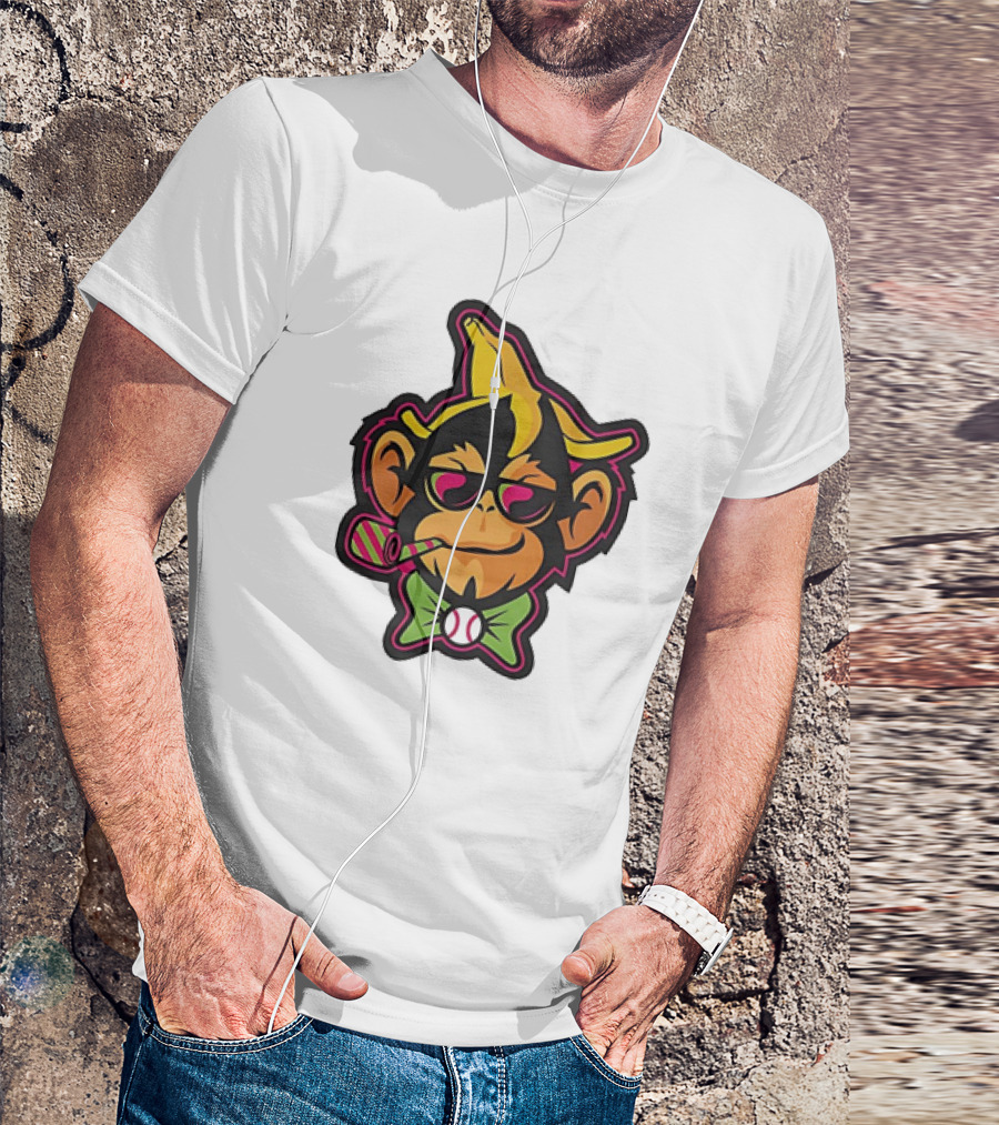 Banana Ball Party Animals Cool Monkey Baseball Vibe T-Shirt