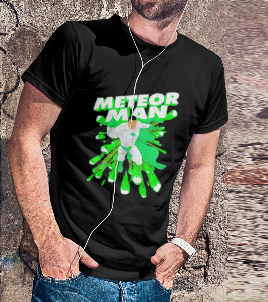 Meteor Man Heroic Pose With Green Comet Effect T-Shirt
