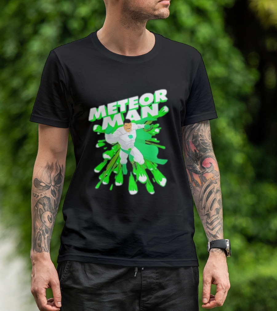 Meteor Man Heroic Pose With Green Comet Effect T-Shirt