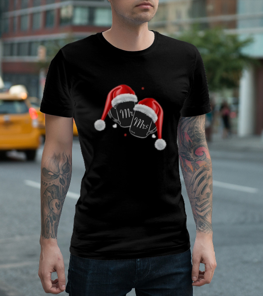 Mr Mrs Santa Hats Festive Christmas T-Shirt