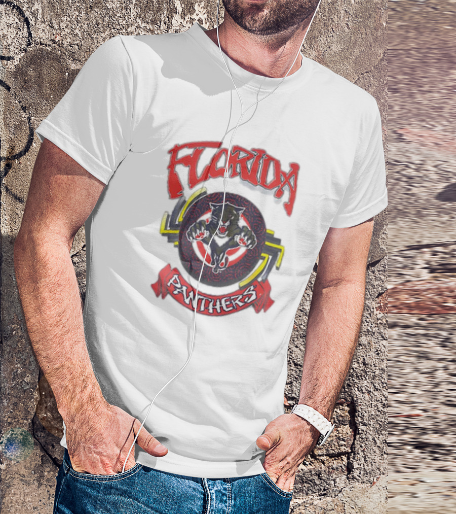 Florida Panthers Bold Design Logo With Fierce Panther T-Shirt