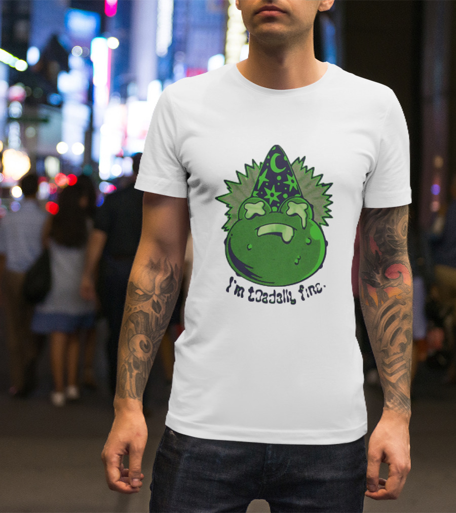 I'm Toadally Fine Vintage Green Toad Witch Hat Stars And Moon T-Shirt