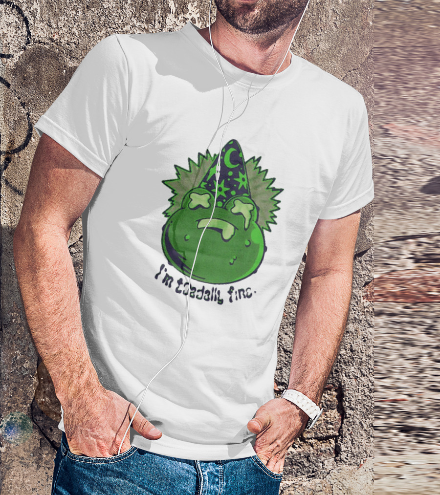 I'm Toadally Fine Vintage Green Toad Witch Hat Stars And Moon T-Shirt