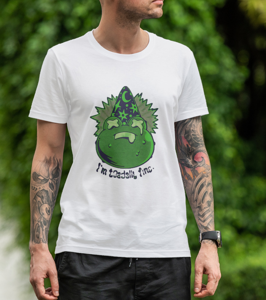 I'm Toadally Fine Vintage Green Toad Witch Hat Stars And Moon T-Shirt