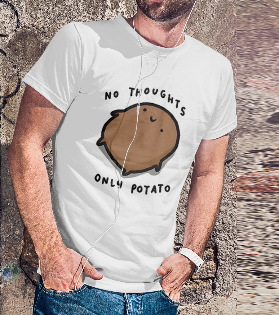 No Thoughts Only Potato Cute Cartoon Potato Character T-Shirt