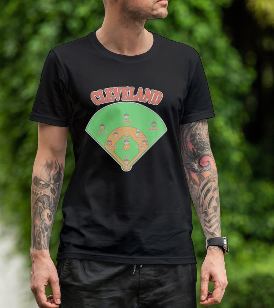 Cleveland Baseball Lineup Stephen Josh Bo Justin Shane Josh Lane Johnny T-Shirt