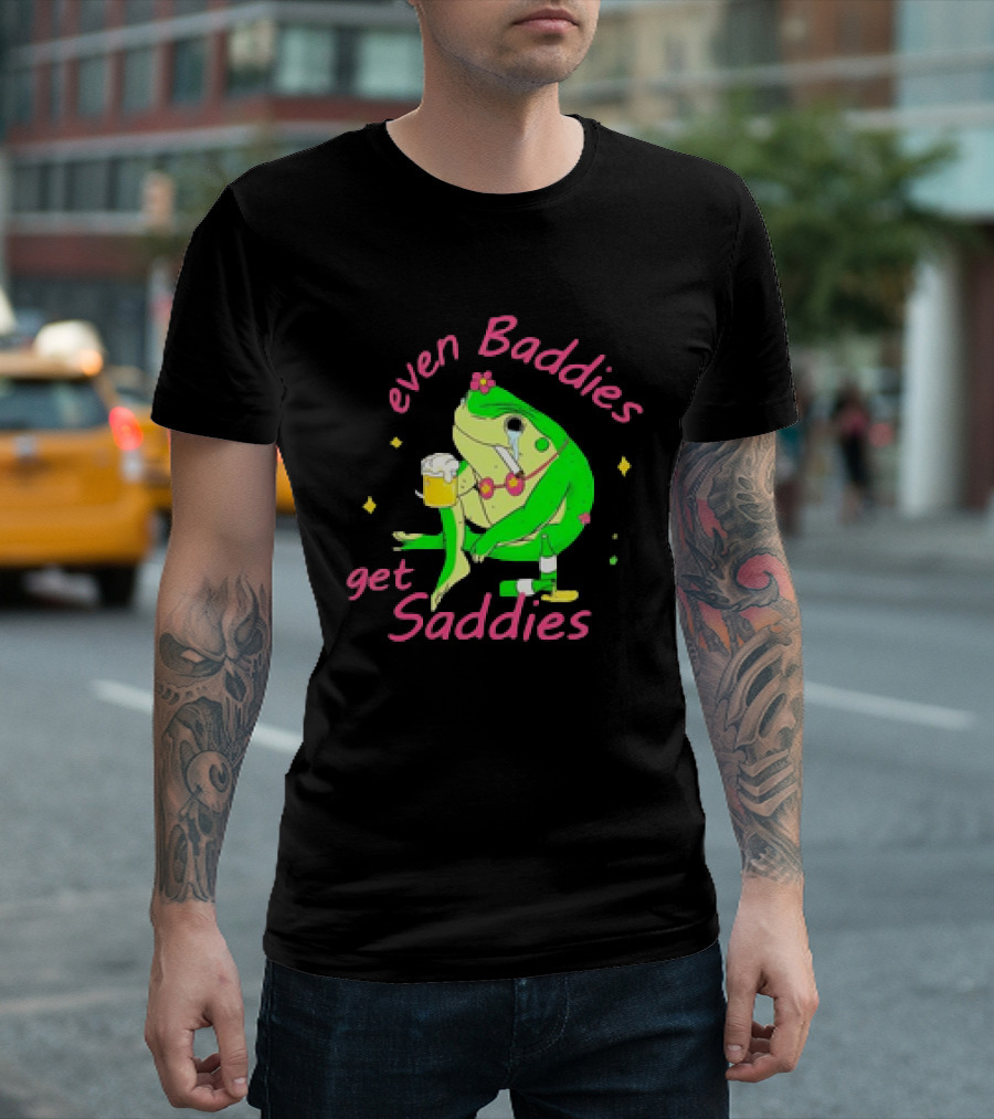 Even Baddies Get Saddies Drunk Frog With Beer And Cigarette T-Shirt