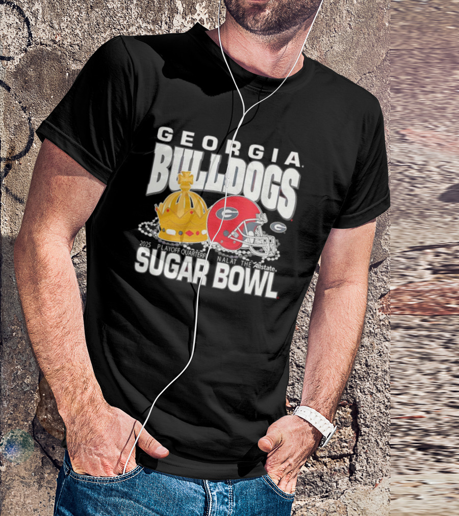 Georgia Bulldogs Playoff Quarterfinal Allstate Sugar Bowl 2025 Crown Helmet T-Shirt