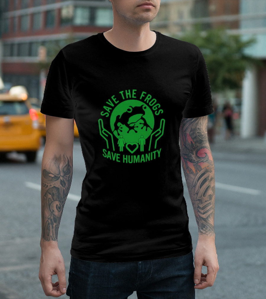 Save The Frogs Save Humanity Eco-Friendly Conservation Message T-Shirt