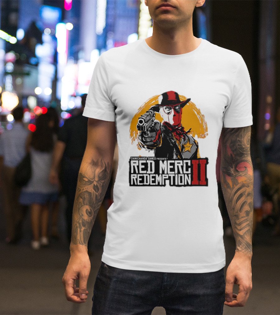 Deadpool Chimichanga Games Red Merc Redemption II Cowboy Mercenary T-Shirt
