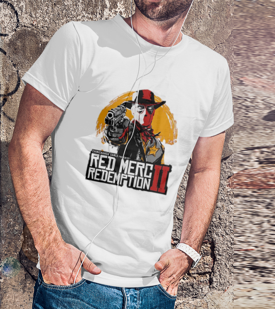 Deadpool Chimichanga Games Red Merc Redemption II Cowboy Mercenary T-Shirt