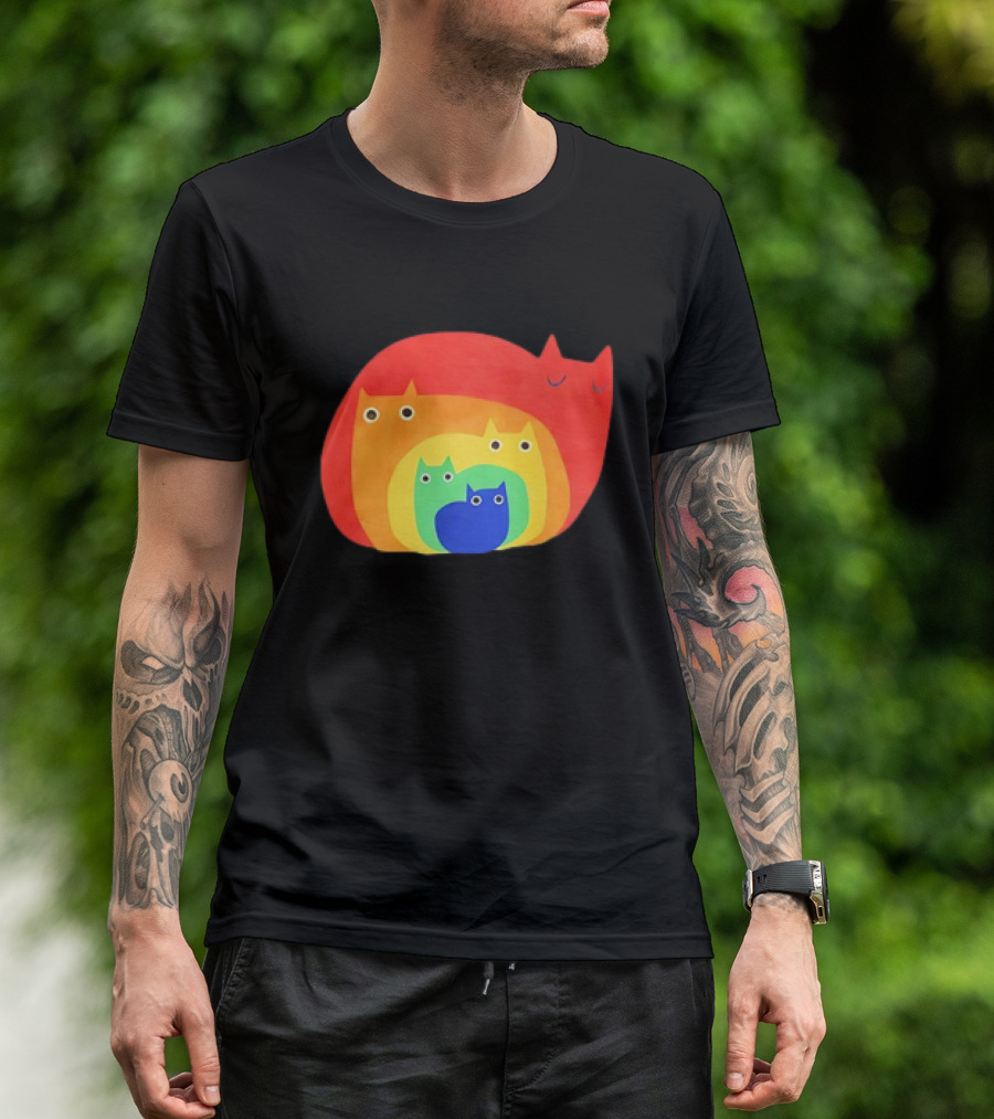 Rainbow Cats Pattern Layers T-Shirt
