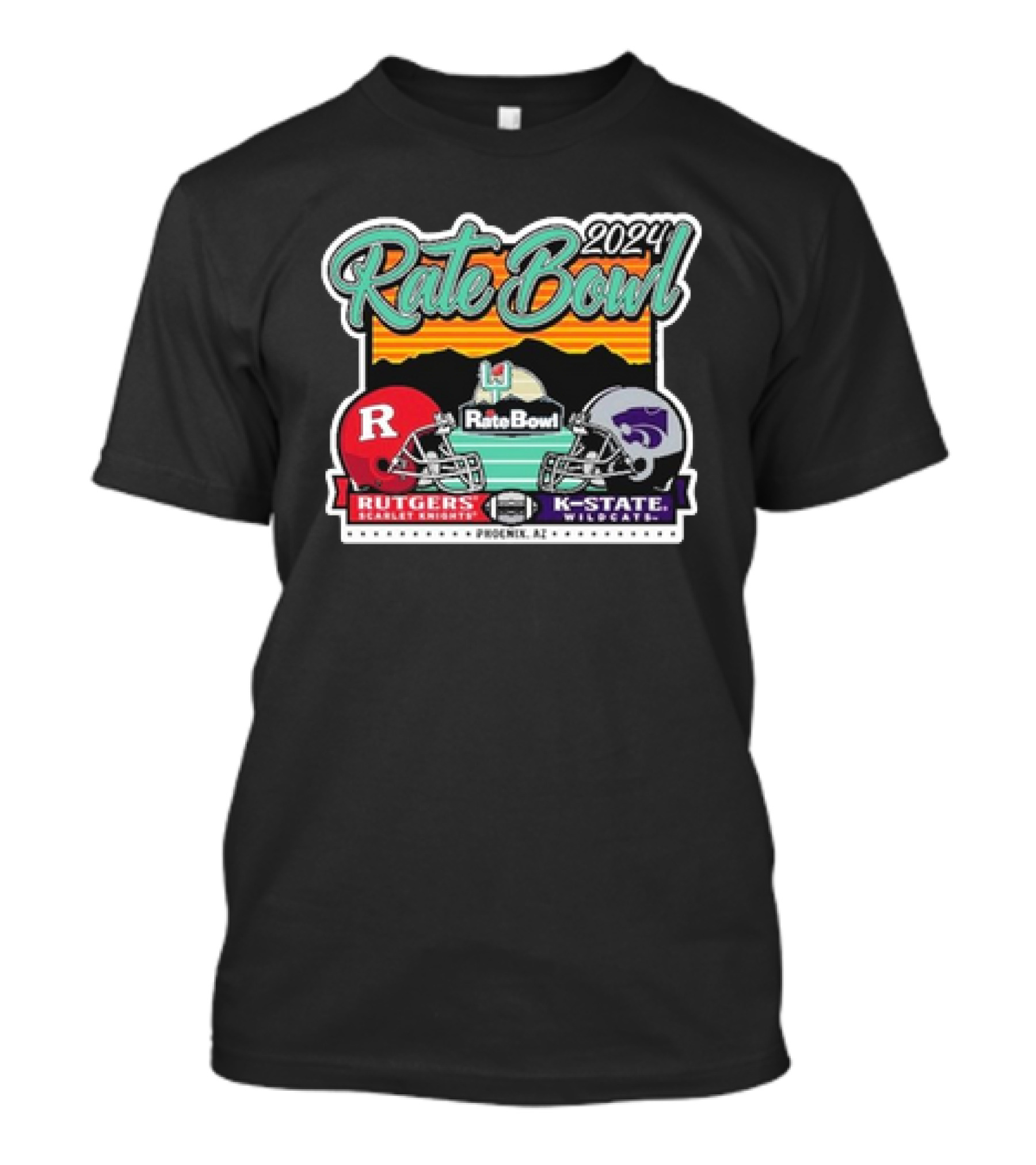 Rutgers Scarlet Knights Vs K-State Wildcats 2024 Rate Bowl Phoenix AZ Matchup Face-off T-Shirt