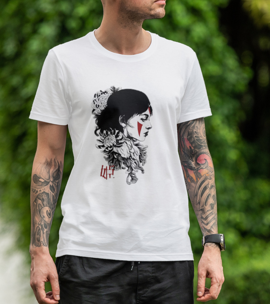 Princess Mononoke San Chrysanthemum Japanese Kanji T-Shirt