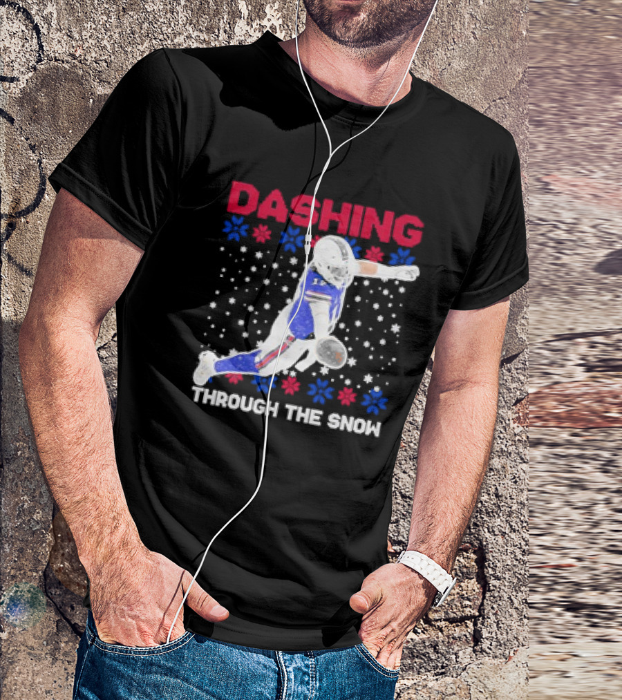 Josh Allen Buffalo Bills Dashing Through The Snow Holiday Football T-Shirt