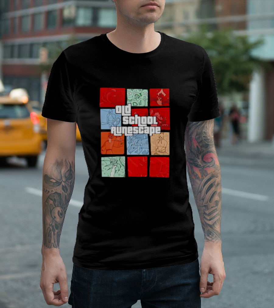 Old School RuneScape Pixel Art Character Collage T-Shirt