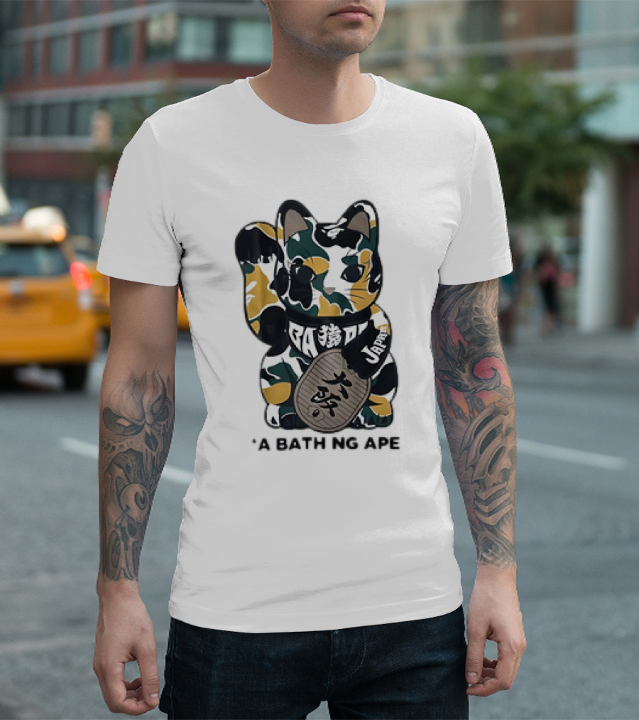 Cat Maneki Neko Japan A Bathing Ape T-Shirt