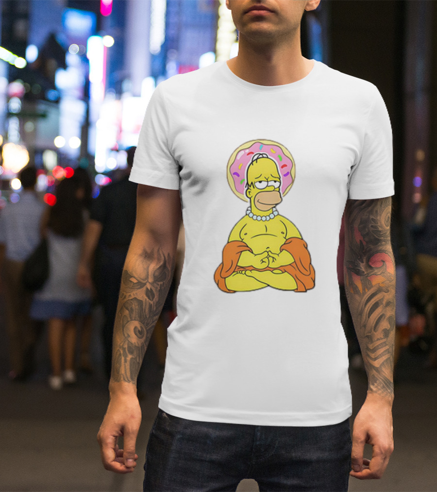 Simpsons Homer Buddha Donut Halo Meditation T-Shirt