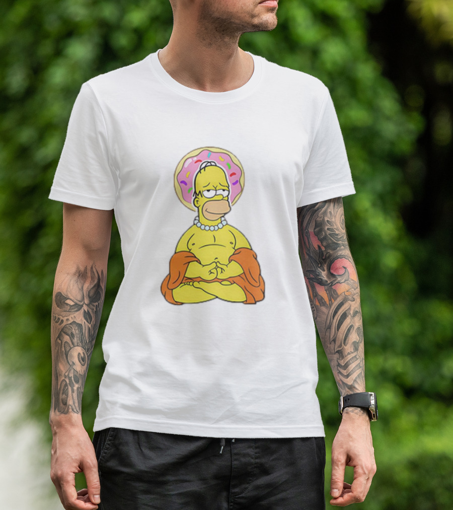 Simpsons Homer Buddha Donut Halo Meditation T-Shirt