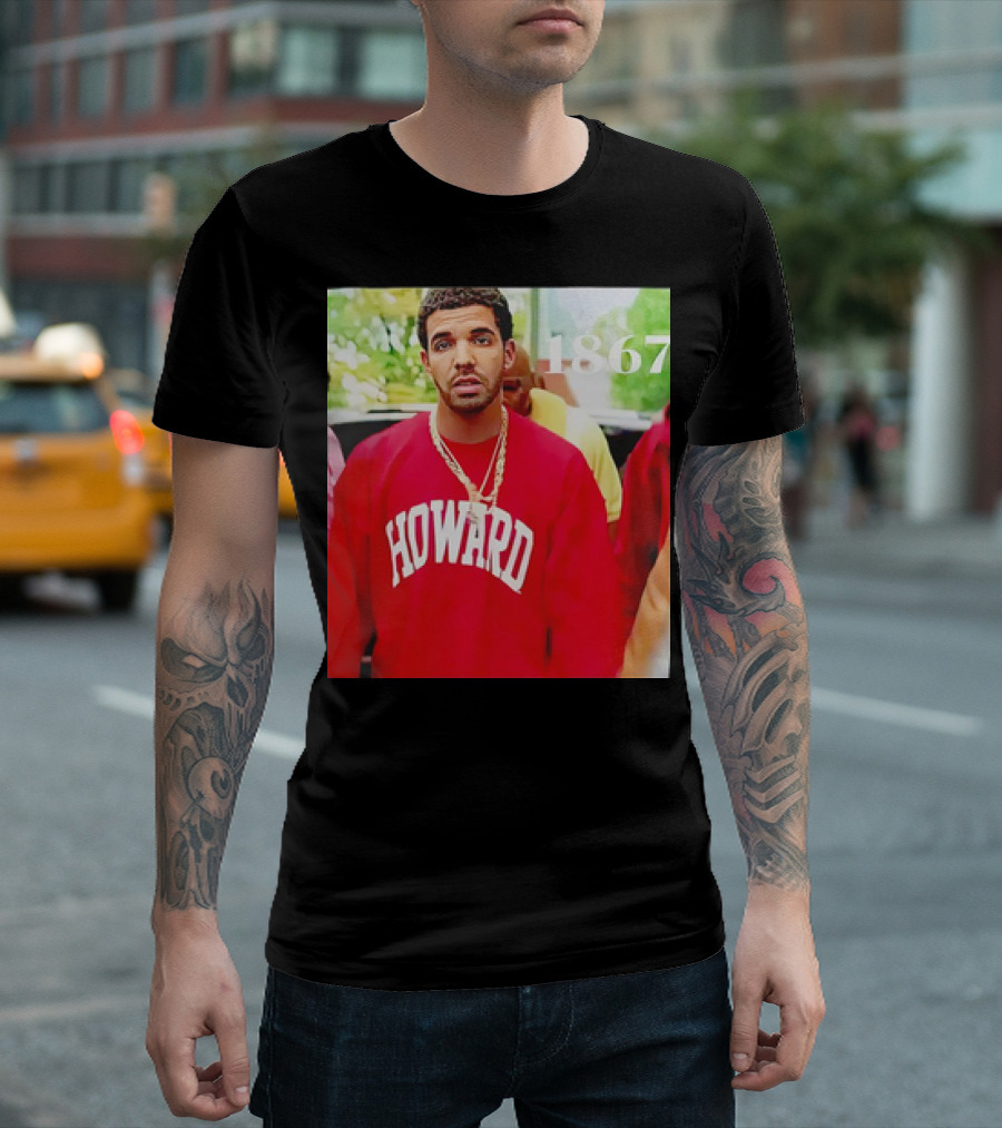 Drake in Howard University 1867 Red Sweatshirt T-Shirt