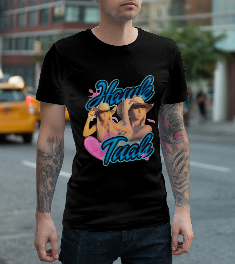 Hawk Tuah With Cowgirl Hat And Pink Heart T-Shirt