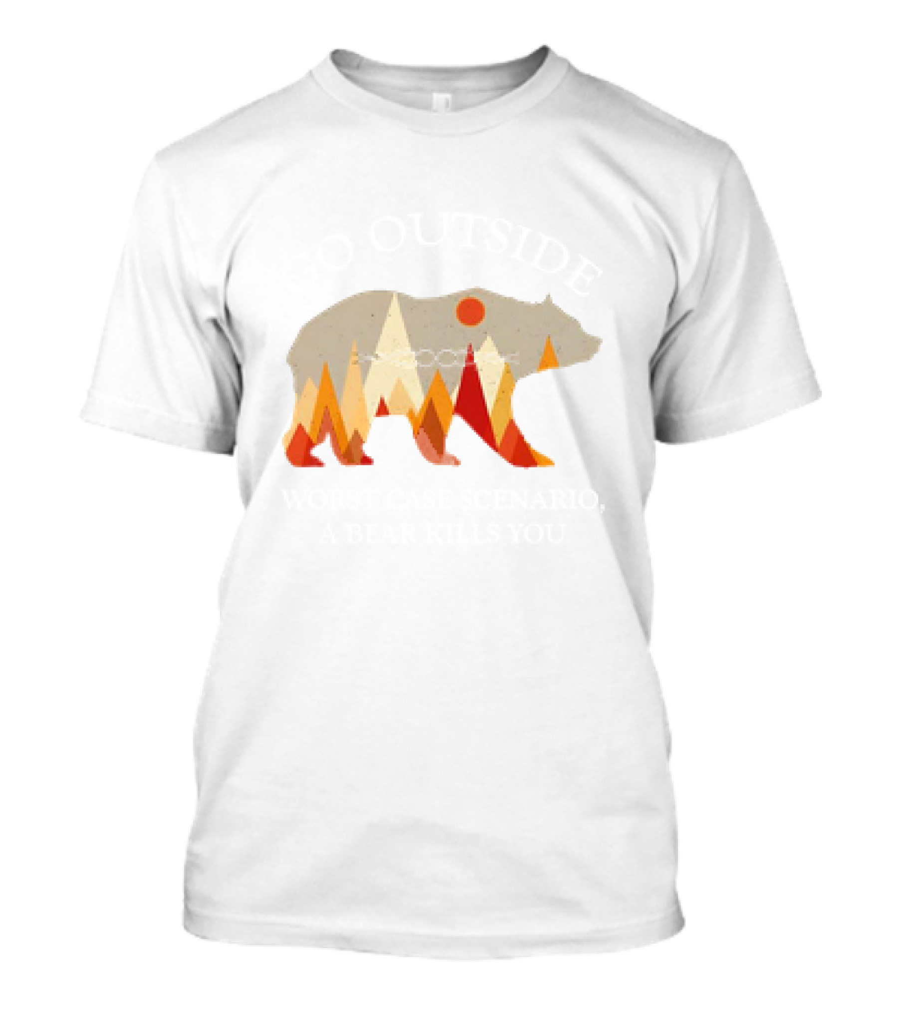 Bear Go Outside Worst Case Scenario A Bear Kills You Retro Geometric Bear T-Shirt