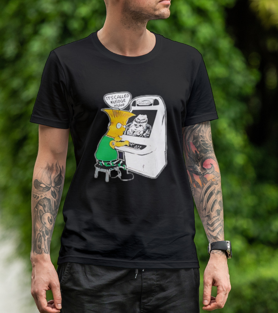 Bart Simpson It's Called Kusoge Man Playing Arcade Game T-Shirt