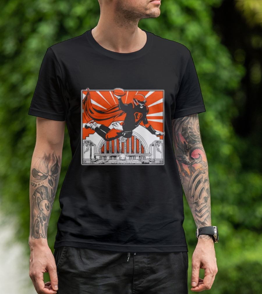 Cincinnati Bengals Superhero Joe Burrow Union Terminal Fan T-Shirt