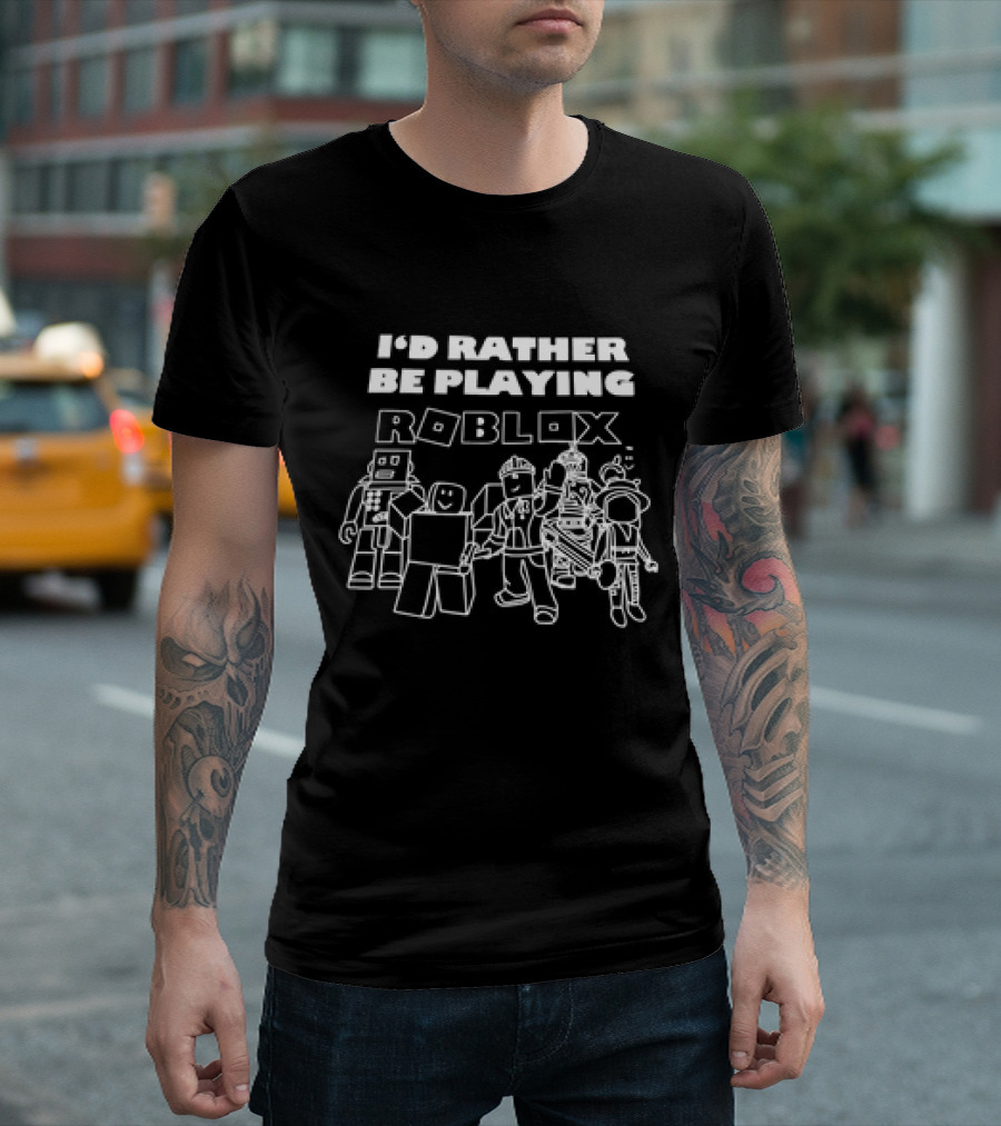 I’d Rather Be Playing Roblox Characters Fun Gaming Adventure T-Shirt