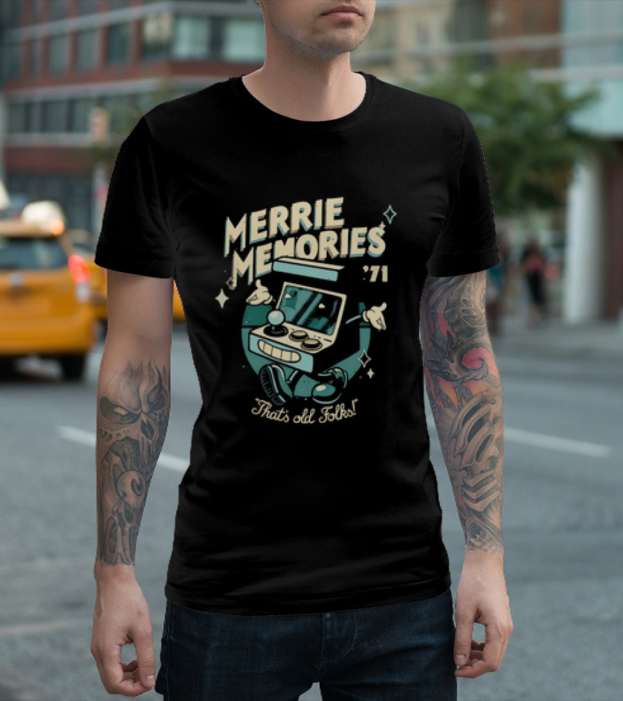Merrie Memories Arcade '71 That's Old Folks Retro Gaming Console T-Shirt