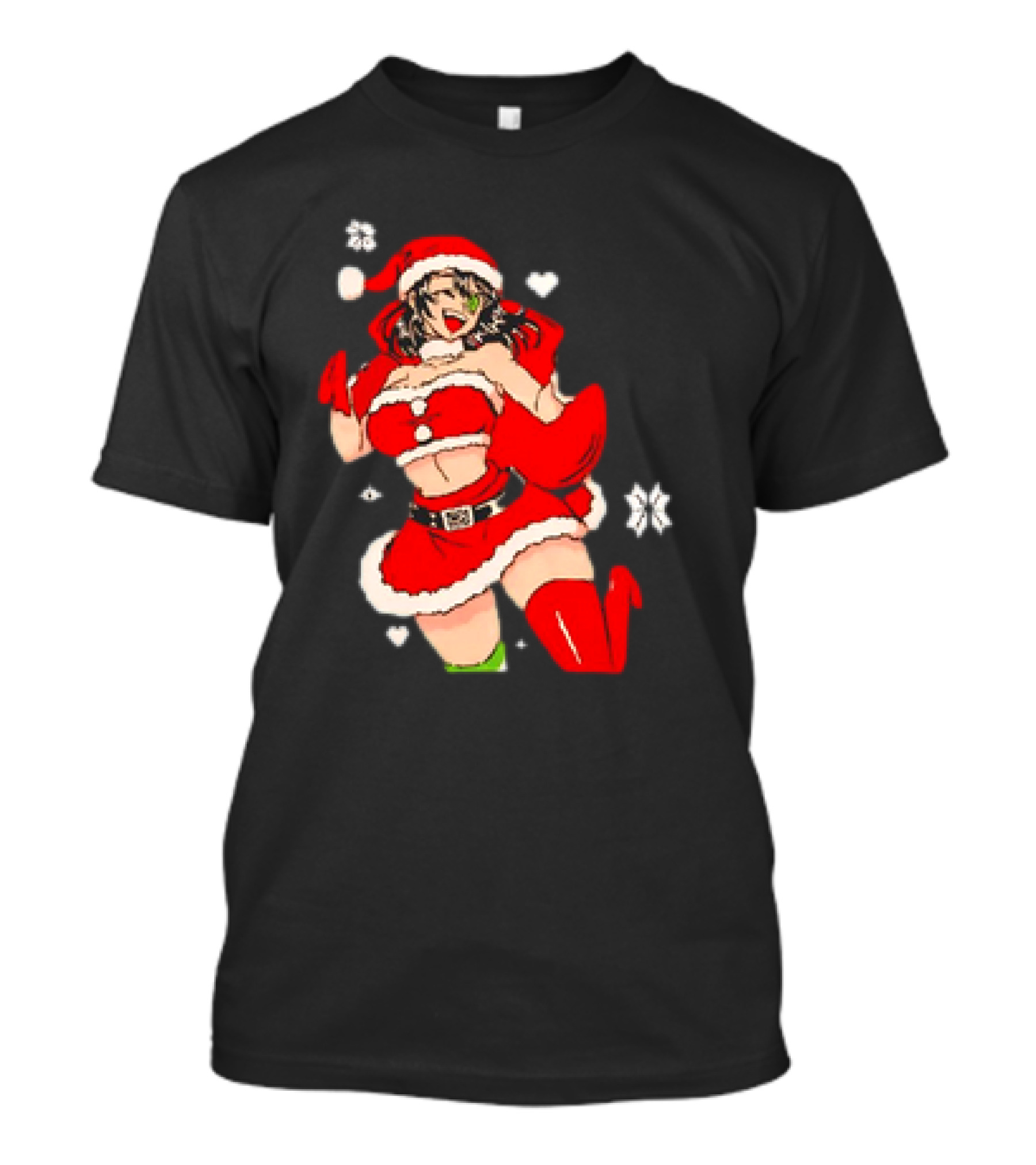 UwU Santa Outfit With Snowflakes And Hearts Christmas T-Shirt