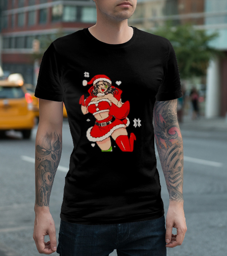 UwU Santa Outfit With Snowflakes And Hearts Christmas T-Shirt