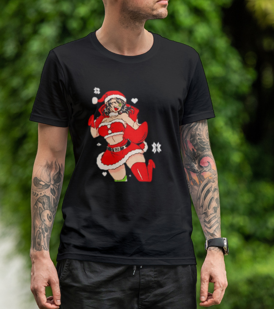 UwU Santa Outfit With Snowflakes And Hearts Christmas T-Shirt