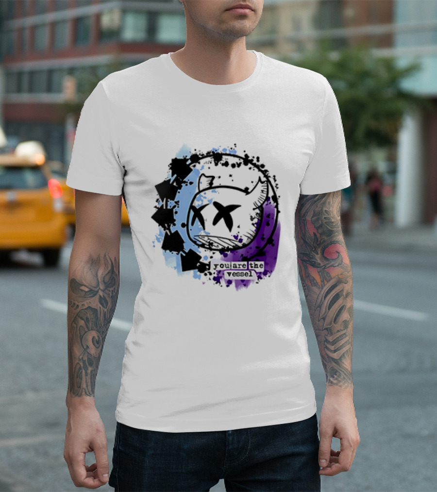 You Are The Vessel Hollow Knight Style Cute Ghost With Splattered Paint Background T-Shirt