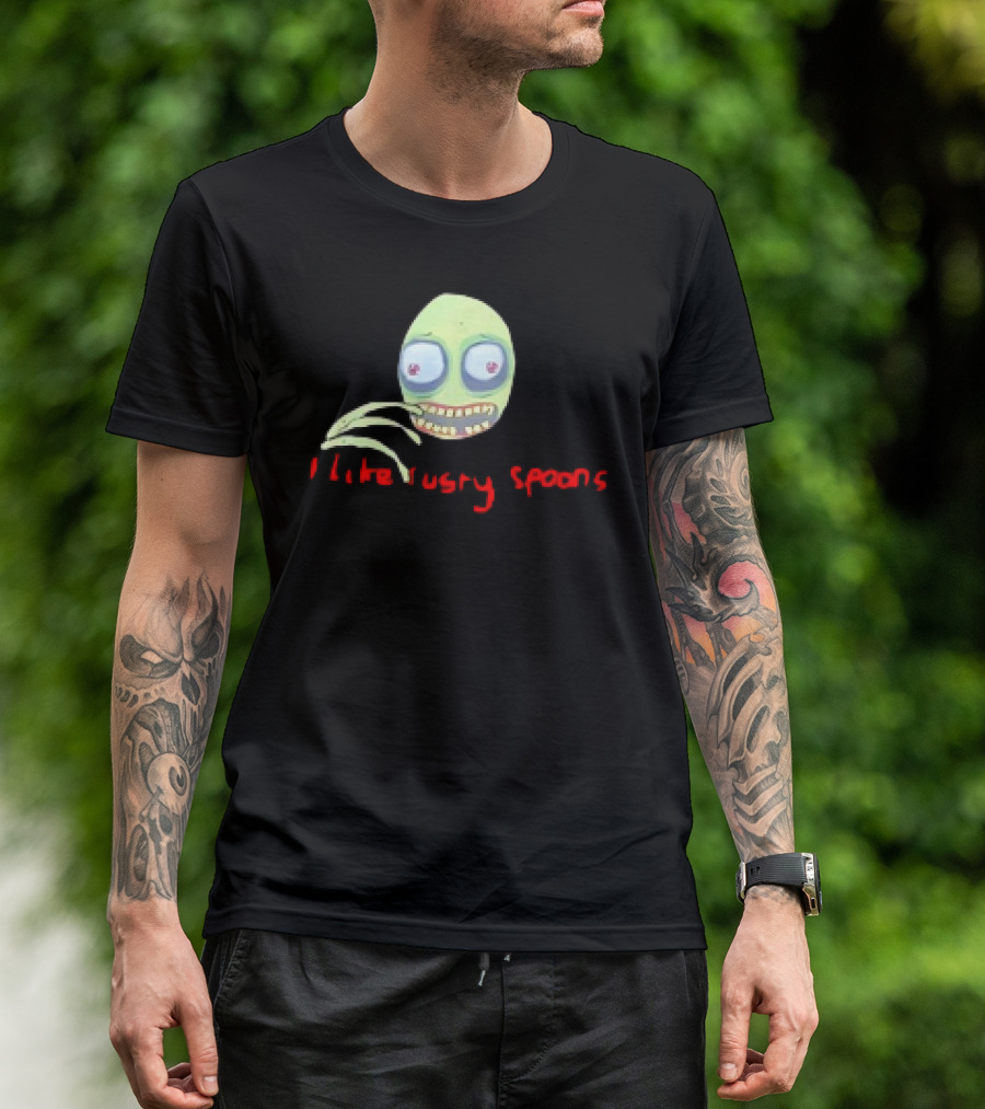 Salad Fingers I Like Rusty Spoons Green Character Face T-Shirt