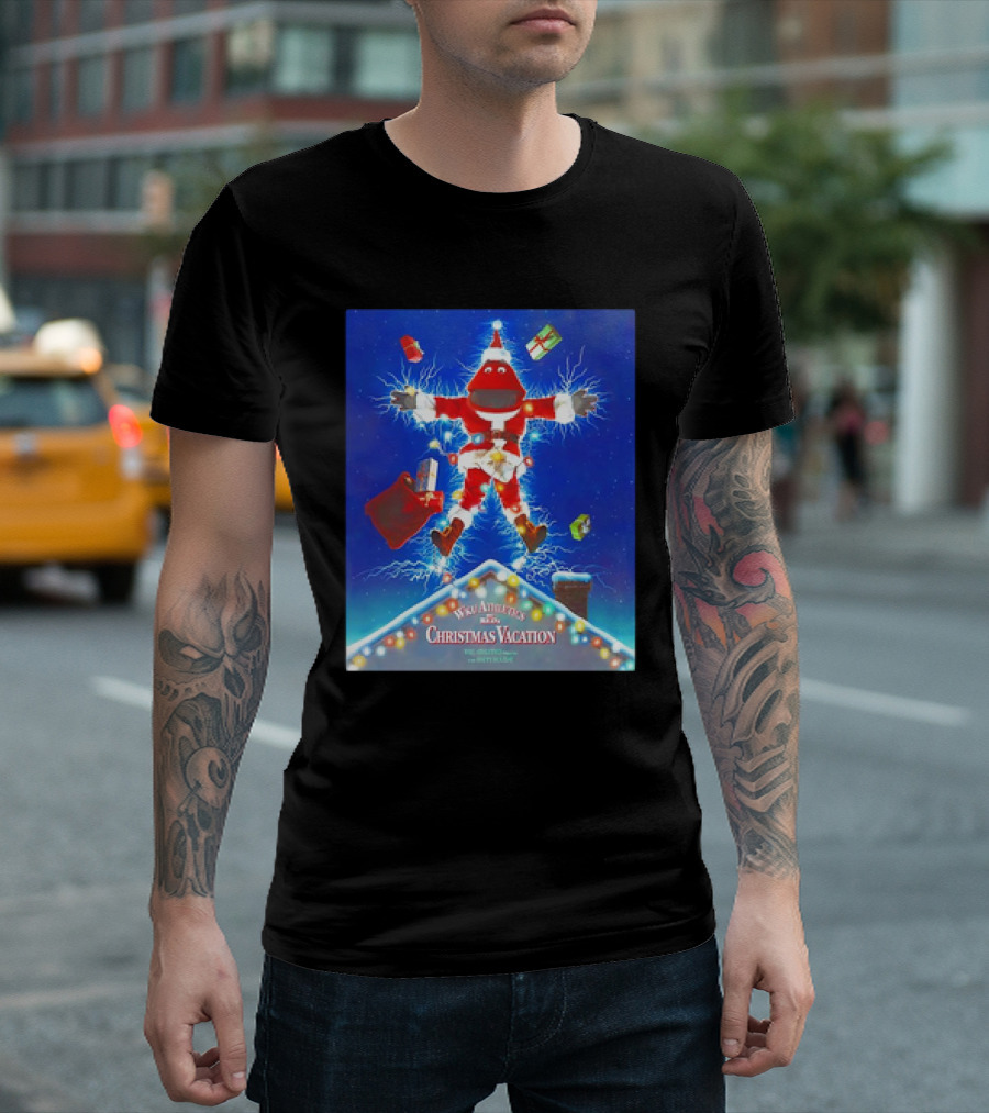 WKU Athletics Christmas Vacation Funny Santa Character On Rooftop With Presents T-Shirt