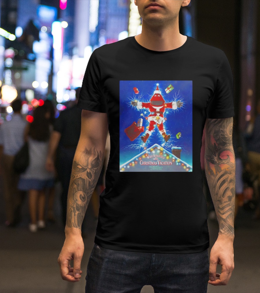 WKU Athletics Christmas Vacation Funny Santa Character On Rooftop With Presents T-Shirt
