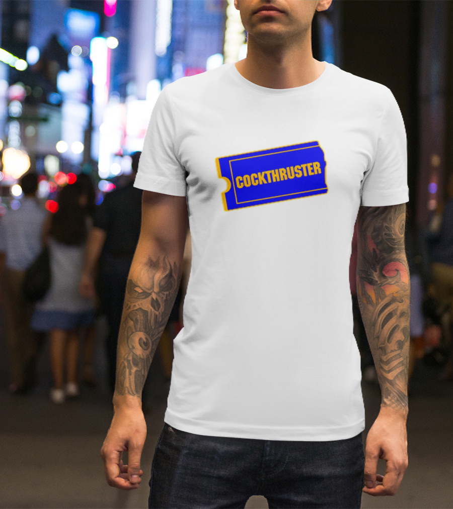 COCKTHRUSTER Blue And Yellow Ticket T-Shirt