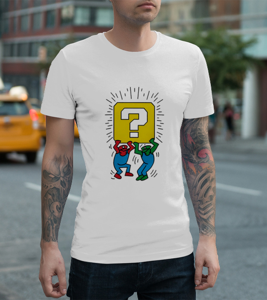 Mario And Luigi Lifting Block Keith Haring Style Pop Art Brothers T-Shirt