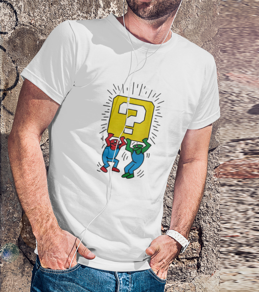 Mario And Luigi Lifting Block Keith Haring Style Pop Art Brothers T-Shirt